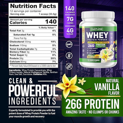 Whey Protein Powder 100% Pure 26g Protein, 12 Servings