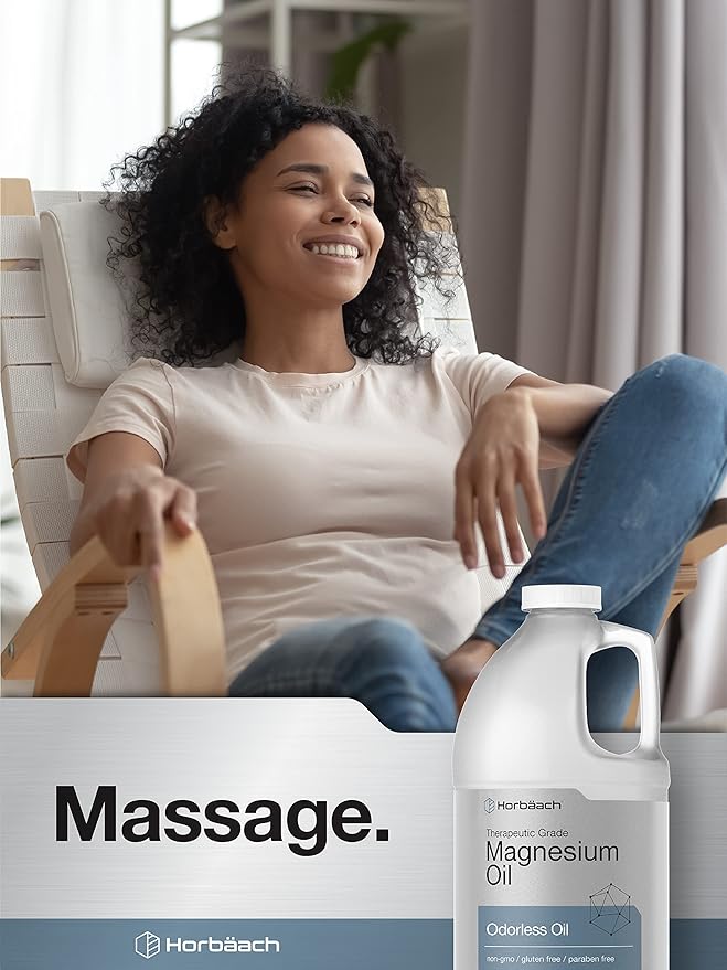 Horbäach Magnesium Oil | 64 fl. oz | Therapeutic Grade | Vegetarian, Non-GMO, Gluten Free, and Paraben Free Odorless Formula
