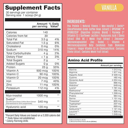 BIRDMAN Fitmingo Vegan Protein Powder with Inositol, Collagen Boosters, Hyaluronic Acid and Vitamins | Low Carb, Dairy Free, Lactose Free, Low Calorie | 23g Plant Based Vanilla Protein Powder