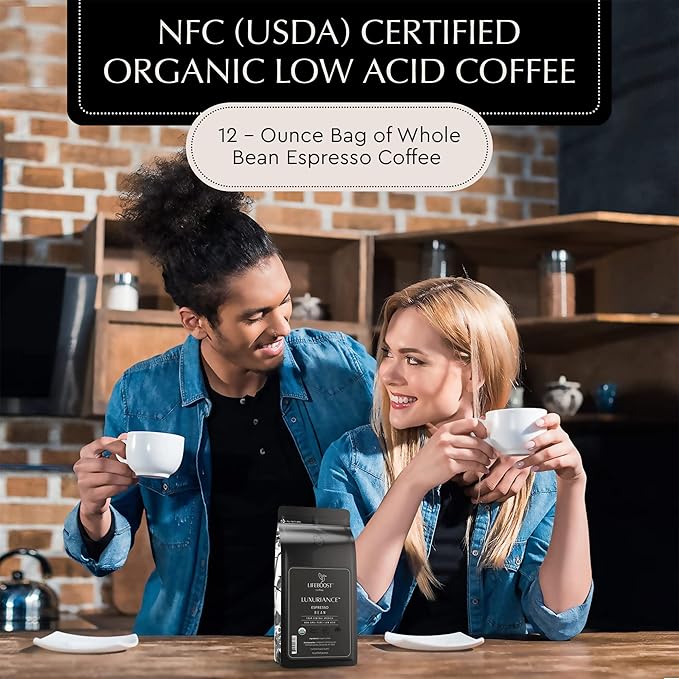 Lifeboost Coffee Espresso Whole Beans Coffee - Low Acid Single Origin USDA Organic Coffee - Non-GMO Espresso Coffee Third Party Tested For Mycotoxins & Pesticides (Espresso Whole Bean 12oz x 3 pack)