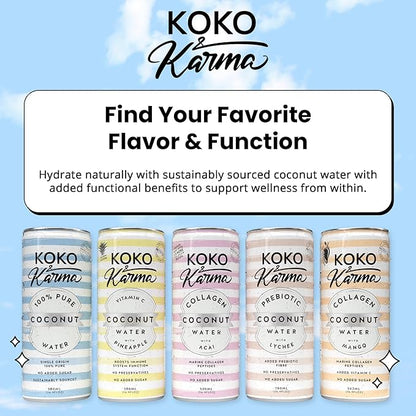 Coco Luxe / Koko & Karma Coconut water with Marine Collagen and Acai Berry 16.9oz (12 pack case)
