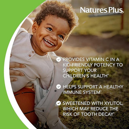 Natures Plus Animal Parade Sugar-Free Children's Vitamin C, Natural Orange Juice Flavor - 90 Chewable Animal Shaped Tablets - Immune Support - Gluten Free - 45 Servings