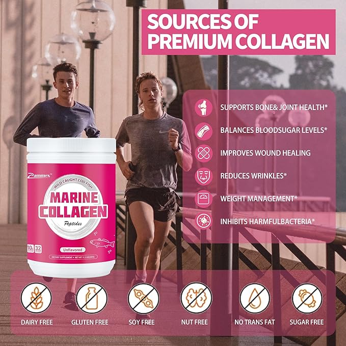 Zammex Marine Collagen Peptides, Non-GMO Wild 1 & 3) for 32 Servings