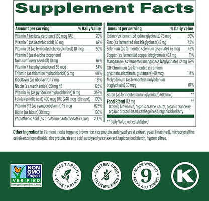 MegaFood One Daily Iron Free Multivitamin - Multivitamin for Women and Men - with Real Food - Immune Support Supplement - Bone Health - Energy Metabolism - Vegetarian; Non-GMO; No Iron - 90 Tablets