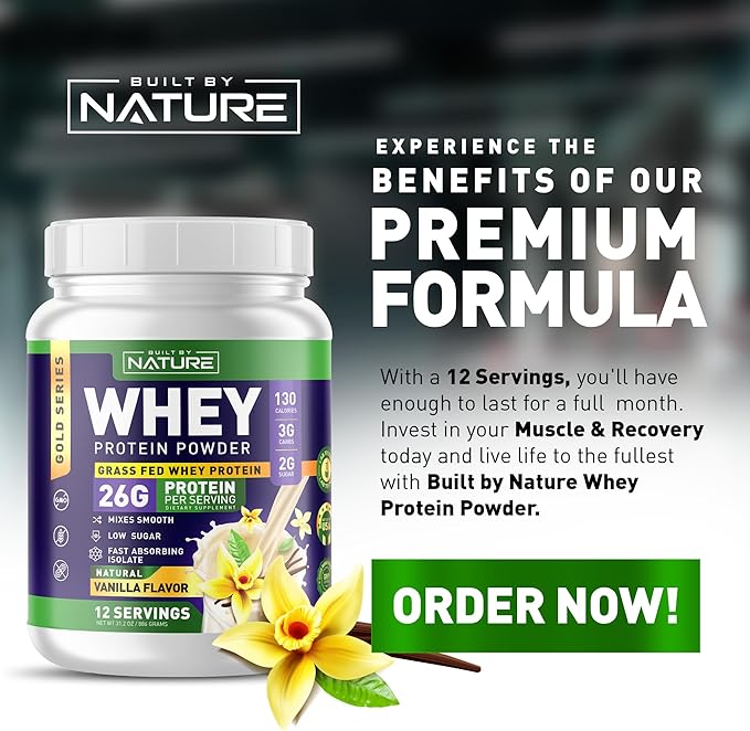 Whey Protein Powder 100% Pure 26g Protein, 12 Servings