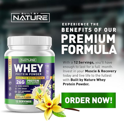 Whey Protein Powder 100% Pure 26g Protein, 12 Servings