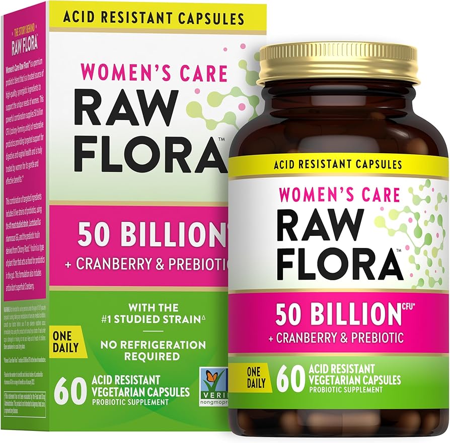 Raw Flora Probiotics for Women | 50 Billion CFU | 60 Capsules | with Cranberry & Prebiotic | Vegetarian & Gluten Free Vitamins | by Nature's Truth