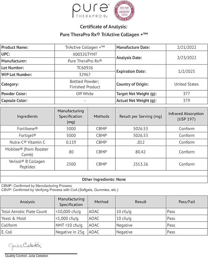 Pure Therapro Rx TriActive Collagen Plus, 30 Servings