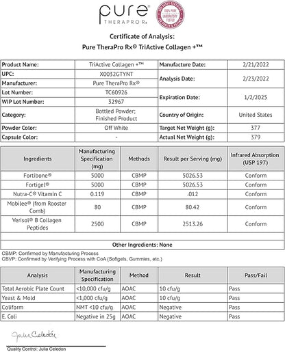 Pure Therapro Rx TriActive Collagen Plus, 30 Servings