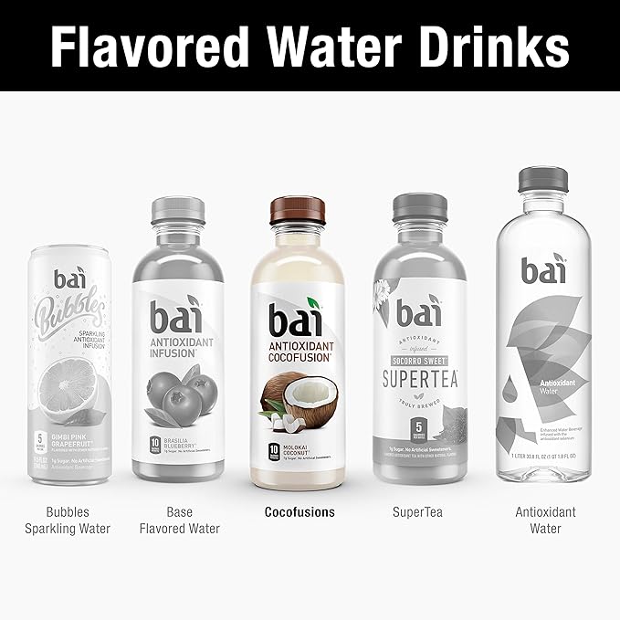 Bai Coconut Flavored Water, Molokai Coconut, Antioxidant Infused Drinks, 18 Fl. Oz. (Pack of 6)