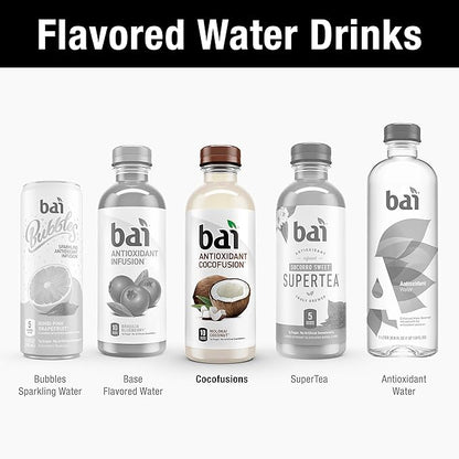 Bai Coconut Flavored Water, Molokai Coconut, Antioxidant Infused Drinks, 18 Fl. Oz. (Pack of 6)