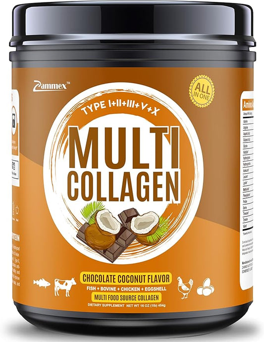 Zammex Multi Collagen Peptides Powder, Type 41 Servings, 1LB