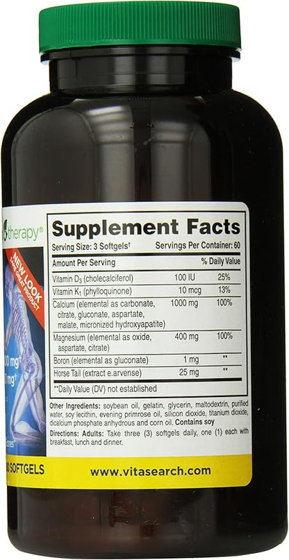 Phyto-Therapy Liquid Calcium with Magnesium Softgels, 1000 mg, 180 Count