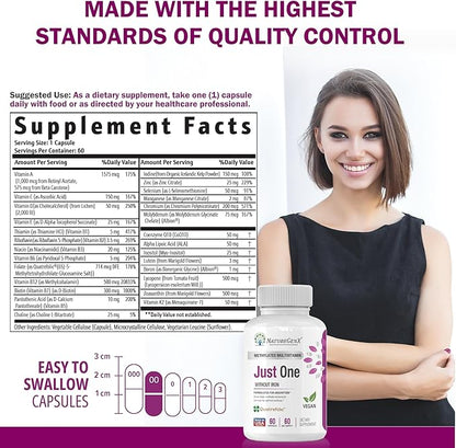 Just One Daily Methylated Multivitamin 60 Caps B12, Methylfolate 2 Months