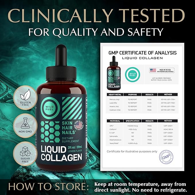 Liquid Collagen Peptides with Biotin 10,000mcg Collagen 5,000mcg Biotin 2x2oz
