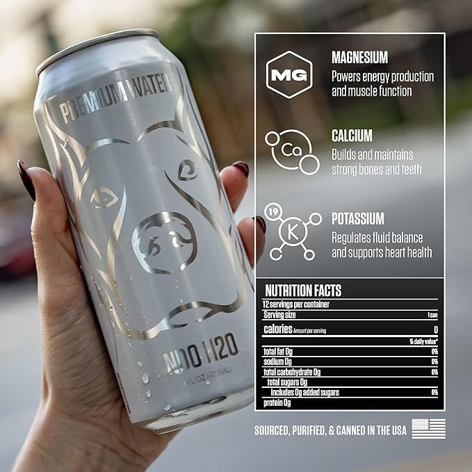 NO DAYS OFF Premium Water (Still), 12 Pack - 16 fl oz/can, 5.68L Total, Reverse Osmosis Canned Alkaline Water with Essential Minerals, pH Balanced Electrolyte Water