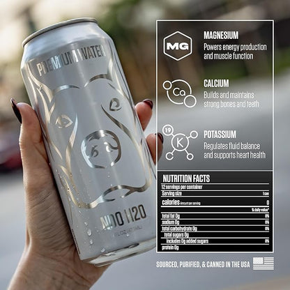 NO DAYS OFF Premium Water (Still), 12 Pack - 16 fl oz/can, 5.68L Total, Reverse Osmosis Canned Alkaline Water with Essential Minerals, pH Balanced Electrolyte Water