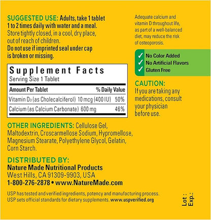 Nature Made Calcium 600 mg D3 for 60 Count, 3)