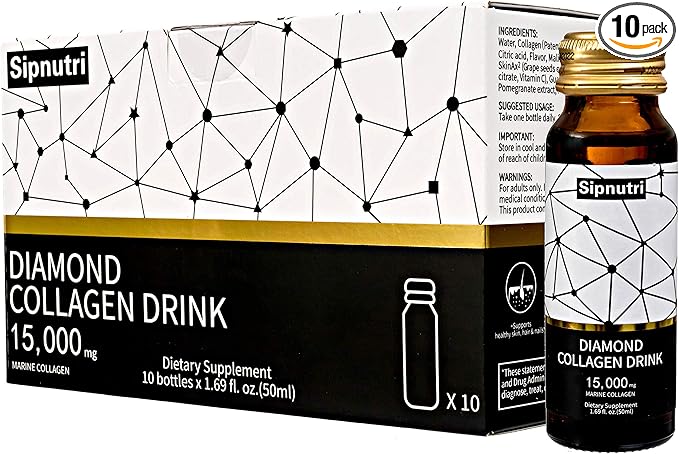 Diamond Liquid Collagen Drink, 15000mg Hydrolyzed 50ml x 10 Bottles