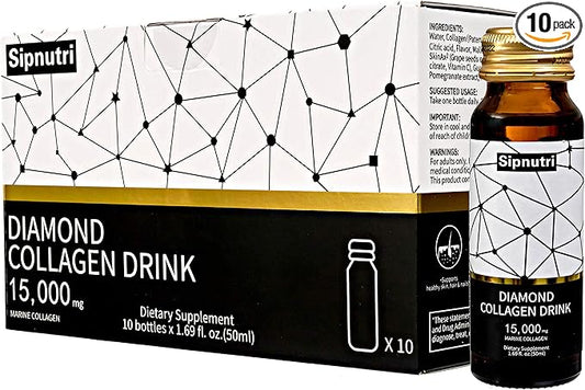 Diamond Liquid Collagen Drink, 15000mg Hydrolyzed 50ml x 10 Bottles