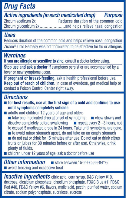 Zicam Cold Remedy Zinc Medicated Fruit 25 Count
