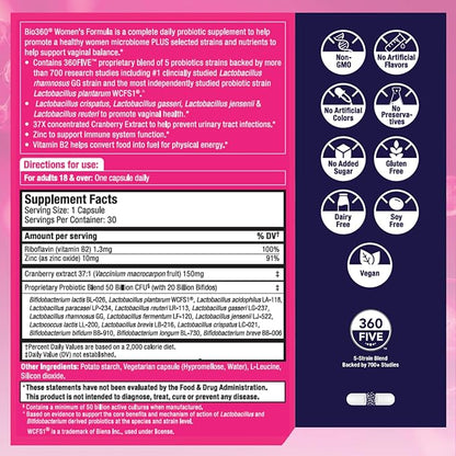 Women's Probiotic Supplement, Digestive, Immune, Vaginal 15 Diverse 50 Billion 37X Cranberry D3, 30CT 30CT (2 (2 Pack)