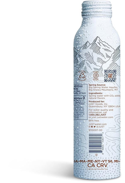 JUST Bubbles Coconut Mint - Pure Premium Sparkling Spring Water in a Fully Recyclable Reusable Eco-Friendly Bottle - 100% Mountain-Sourced Carbonated Water with Naturally Occurring Minerals, 16 Fl Oz (Pack of 12)