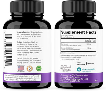 Sandhu's Quercetin with Bromelain Supplement - 1000mg Per Serving 120 Vegetarian Capsules - Bioflavonoids Quercitin Complex for Immune Support & Respiratory Health