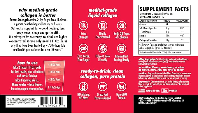 Health Direct AminoSculpt Sugar-Free Collagen Supplement 15 Fl