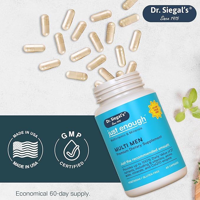 Dr. Siegal's Just Enough Multivitamin and 60 Capsules, 60 Servings,