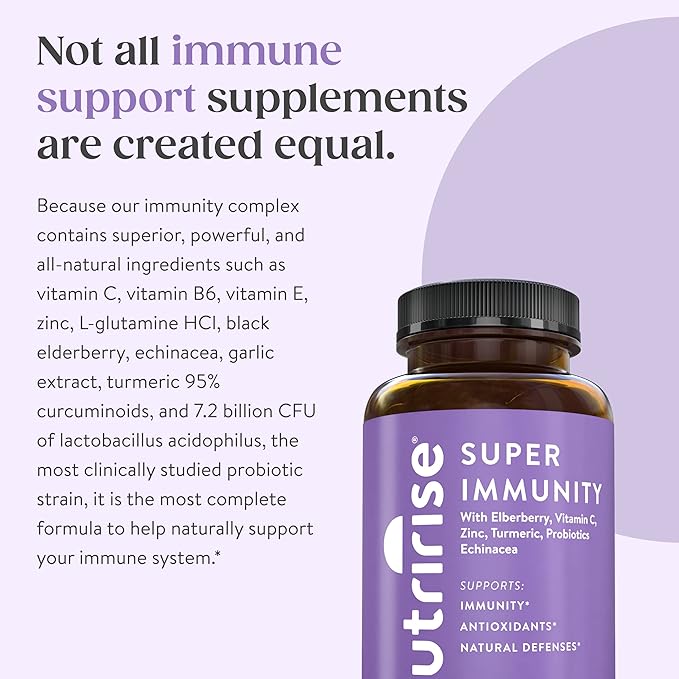 NutriRise Immunity Complex Immune Support Supplement B6, Zinc, 7.2 Billion 90 Count