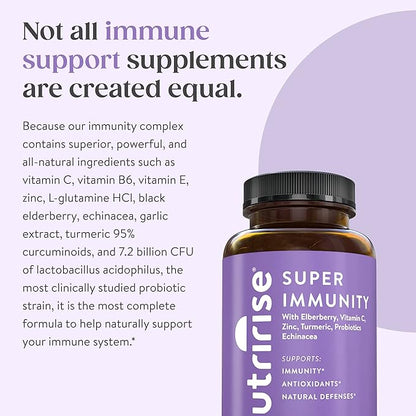 NutriRise Immunity Complex Immune Support Supplement B6, Zinc, 7.2 Billion 90 Count