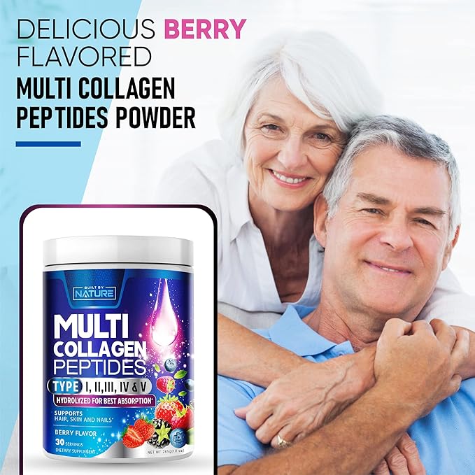 Collagen Powder, Hydrolyzed Type 1 & 3 Peptides, 30 Servings