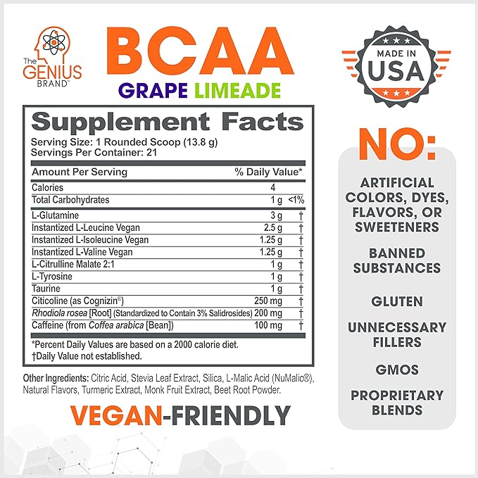 Genius BCAA Energy Powder, Grape Limeade