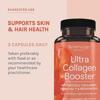 Reserveage, Ultra Collagen Booster, Skin Supplement, 180 Count