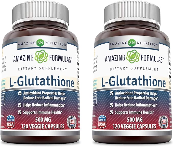 Amazing Formulas Reduced L-Glutathione 500mg Veggie (120 Count 2 Pack)