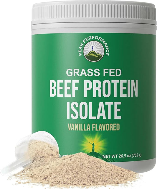 Grass Fed Beef Protein Powder - Lactose Free Great Tasting Beef Protein Isolate. Complete Animal Based Non Dairy Paleo Carnivore Supplement for Prime Muscle Building. No Whey. Vanilla Flavor