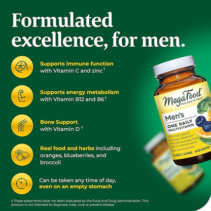 MegaFood Men's One Daily Multivitamin for Men B12, Vitamin B6, Vitamin 36 Tabs