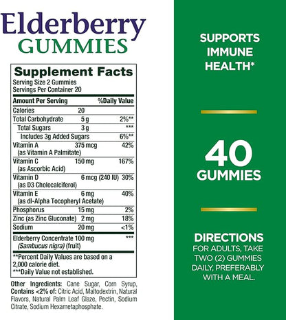 Nature's Bounty Elderberry Gummies, Immune Support, 40 Gummies
