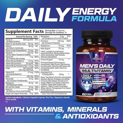Premium Multivitamin for Men B12, Zinc, 60 Multivitamin