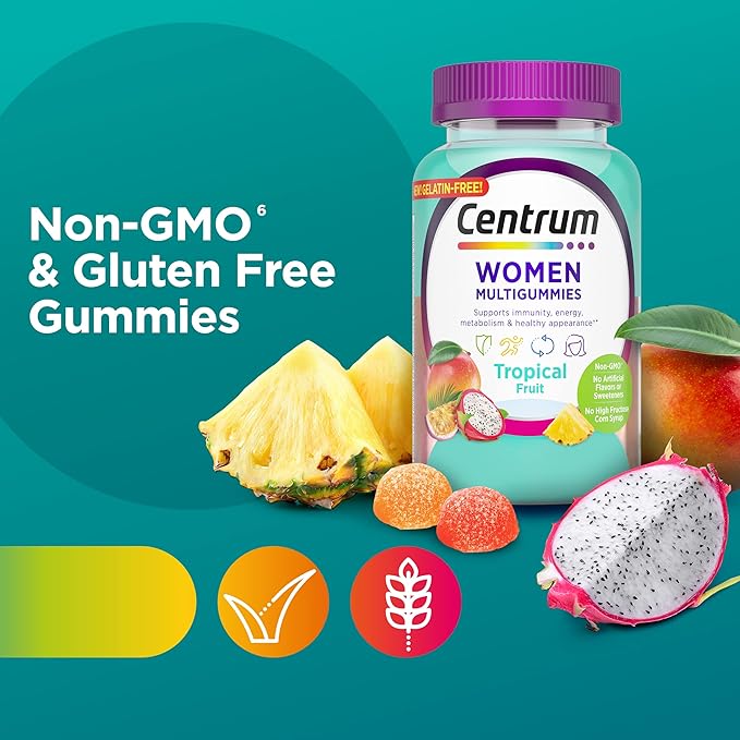 Centrum Women's Multivitamin Gummies, Tropical Fruit 100 Count, 50 Day