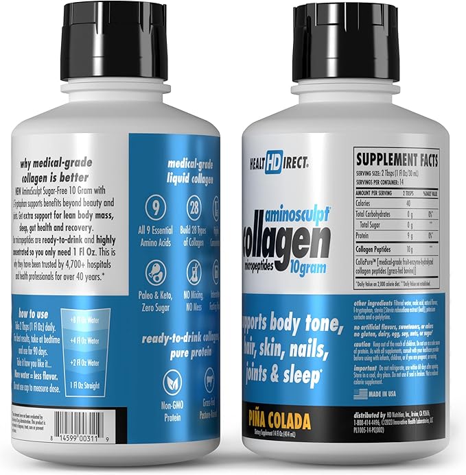 HEALTH DIRECT – AminoSculpt Liquid Collagen 14 FL 14 Servings 10 Grams