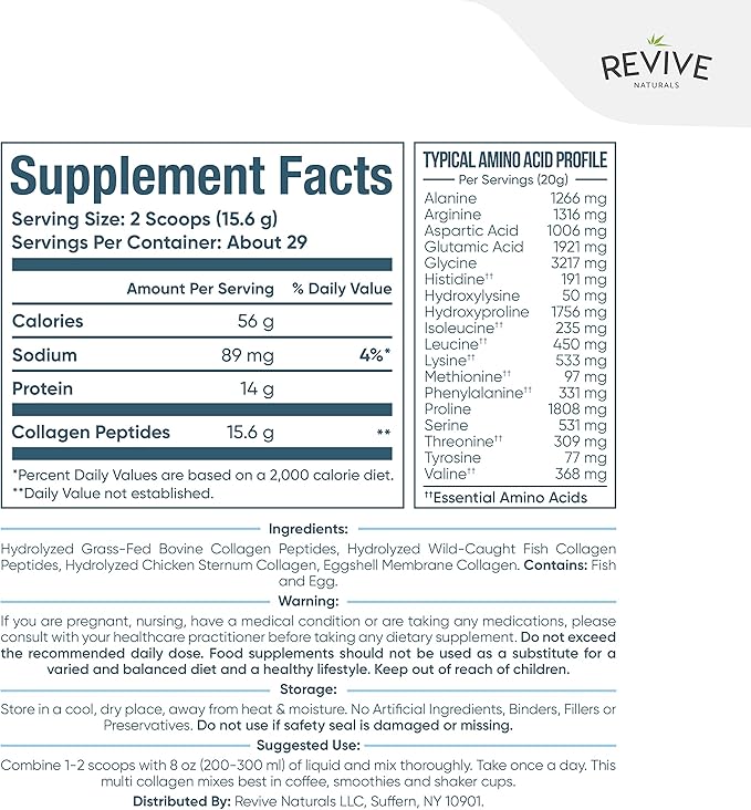 Revive Naturals Multi Collagen Hydrolyzed Protein (16oz) -