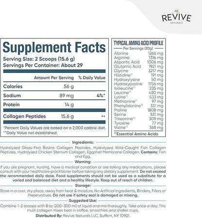 Revive Naturals Multi Collagen Hydrolyzed Protein (16oz) -