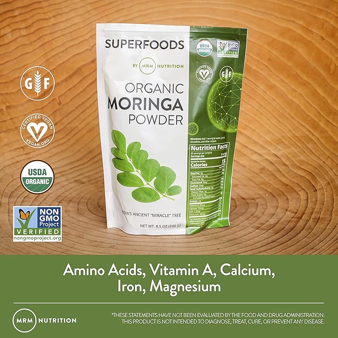 MRM Nutrition Moringa Powder| Superfoods | Digestive Health | High Fiber | Antioxidant | 60 Servings