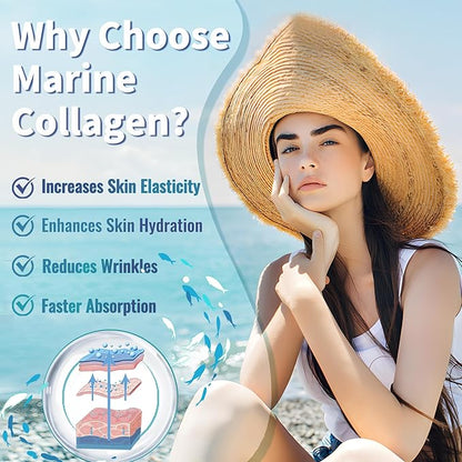 Zammex Marine Collagen Peptides Powder Unflavored, 1 & 3 Collagen (32 Servings)