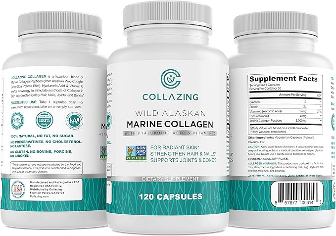 Alaskan Wild-Caught Marine Collagen Peptides + 120 Capsules