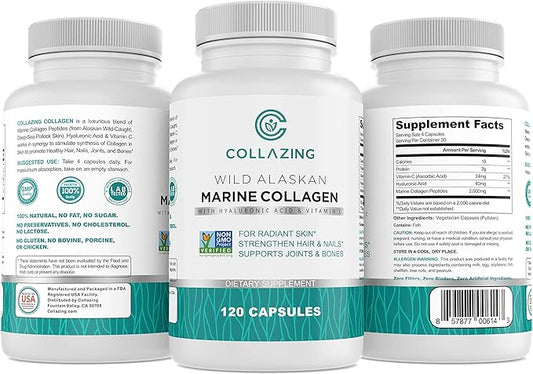 Alaskan Wild-Caught Marine Collagen Peptides + 120 Capsules