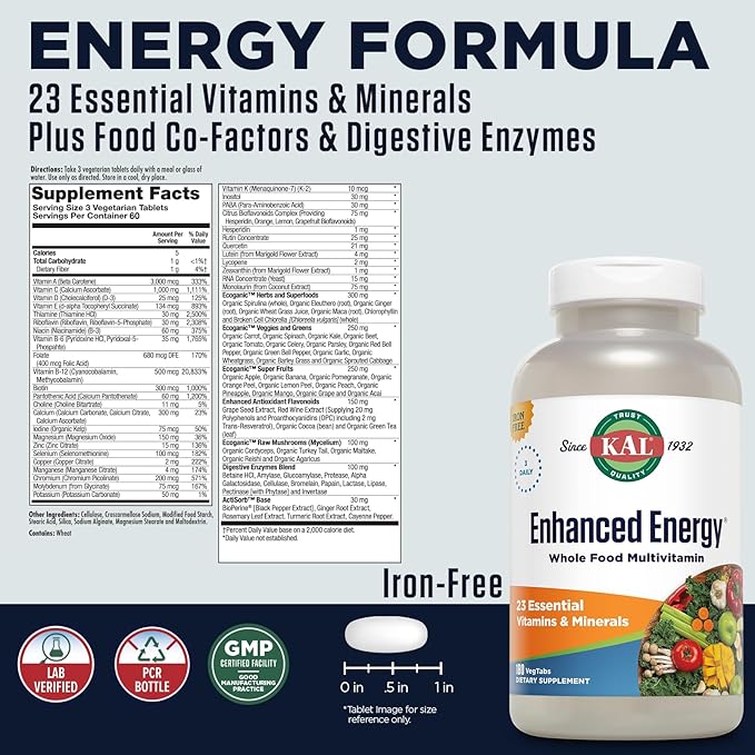 KAL® Enhanced Energy Multivitamin 180 Capsules