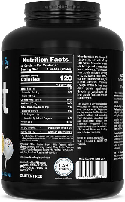 PEScience Select Low Carb Protein Powder, Cake Pop, 55 Serving, Keto Friendly and Gluten Free